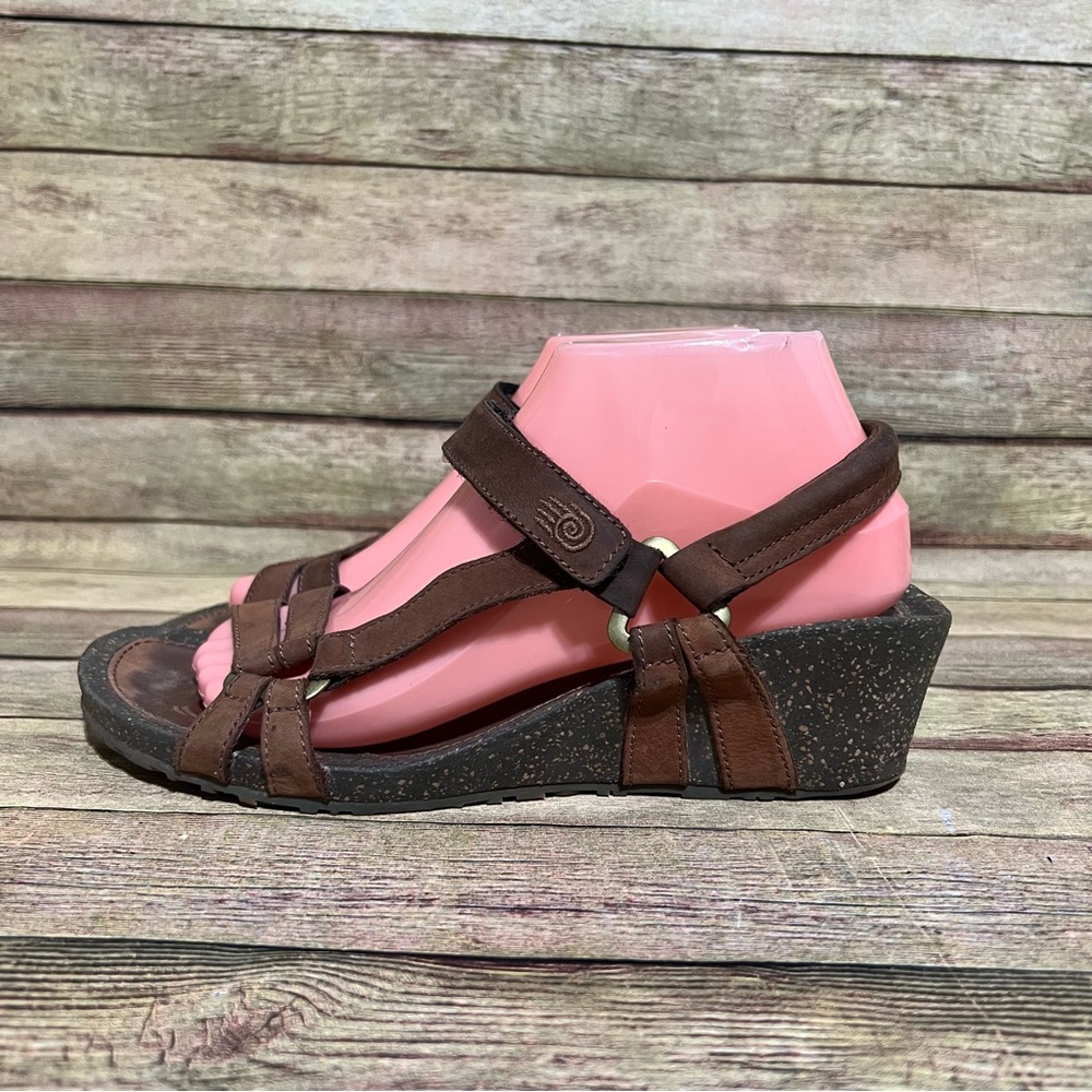 Teva Brown Leather Wedge Sandals